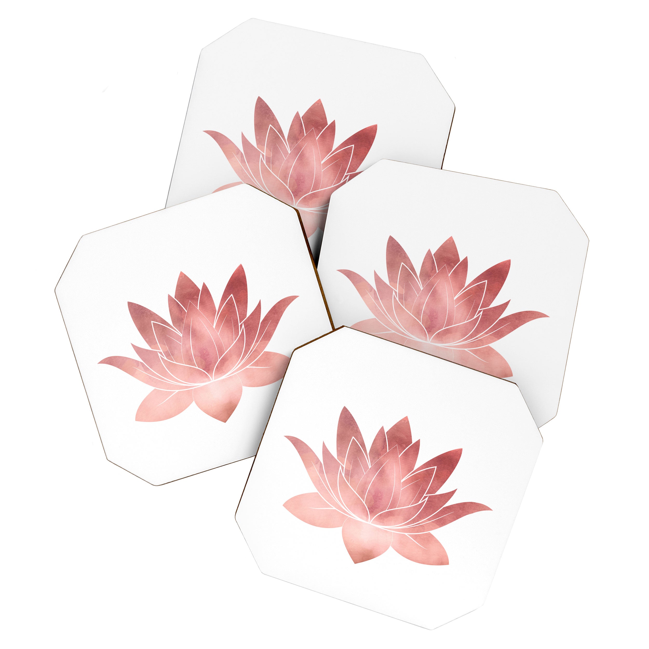 Pink Lotus Flower | Watercolor Texture Coaster Gallery Image 1