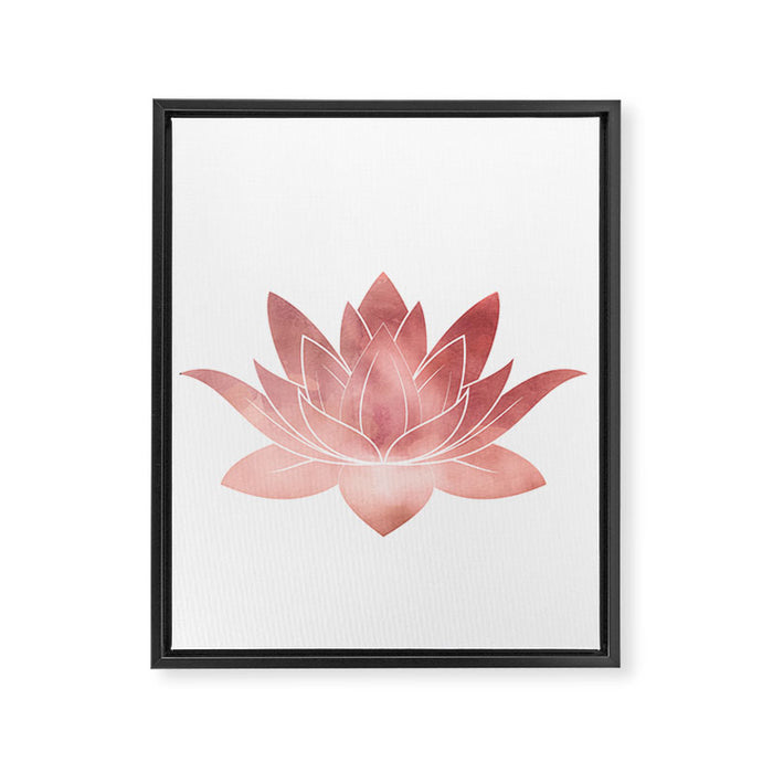 Pink Lotus Flower | Watercolor Texture Framed Canvas Print Gallery Image 1