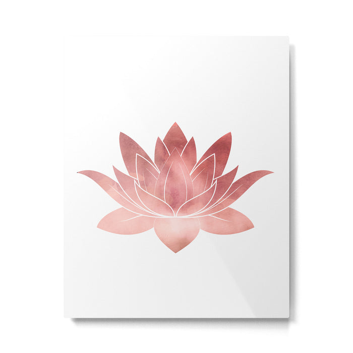 Pink Lotus Flower | Watercolor Texture Metal Print Gallery Image 1