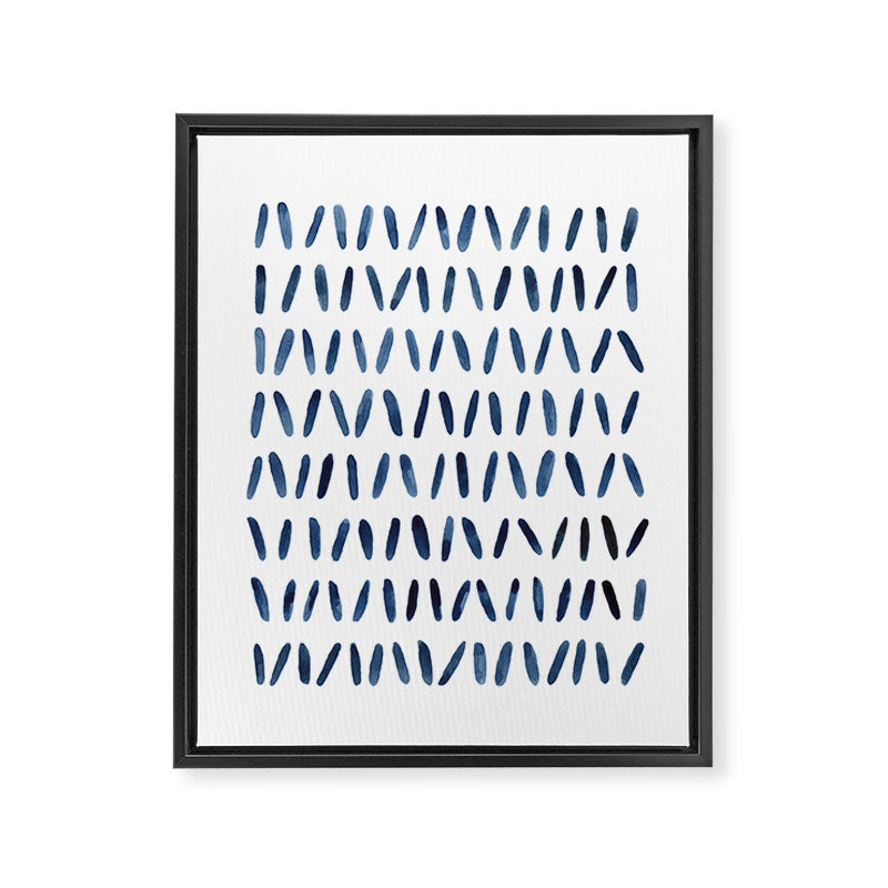 Strokes Pattern | Indigo Watercolor Painting Framed Canvas Print Gallery Image 6