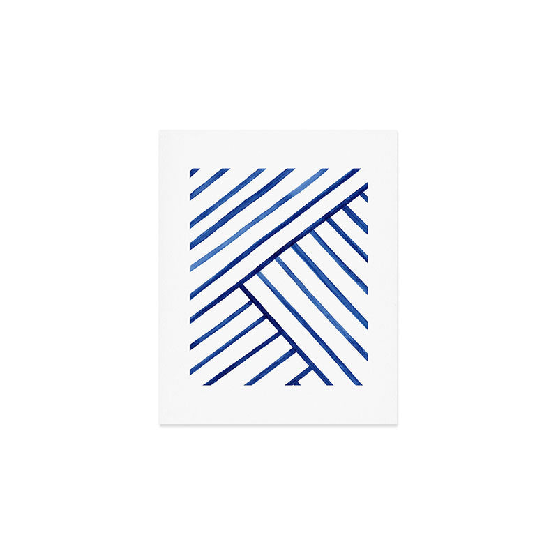 Watercolor lines pattern | Navy blue Art Print Gallery Image 1