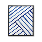 Watercolor lines pattern | Navy blue Framed Canvas Print Gallery Image 6