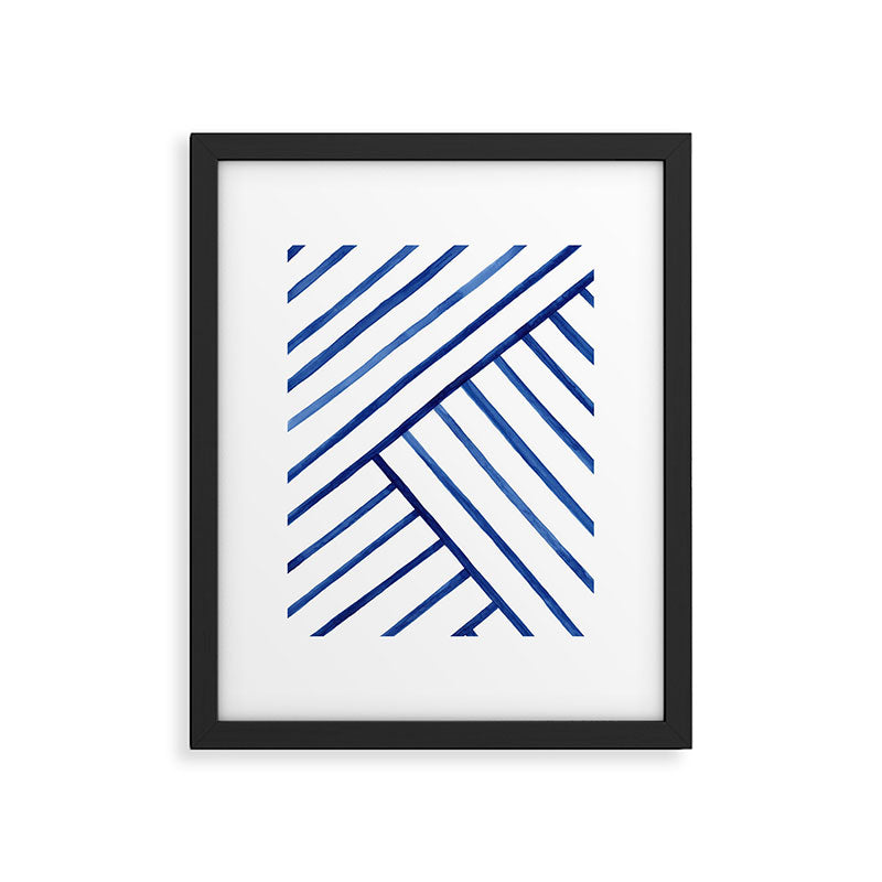 Watercolor lines pattern | Navy blue Framed Art Print Gallery Image 5