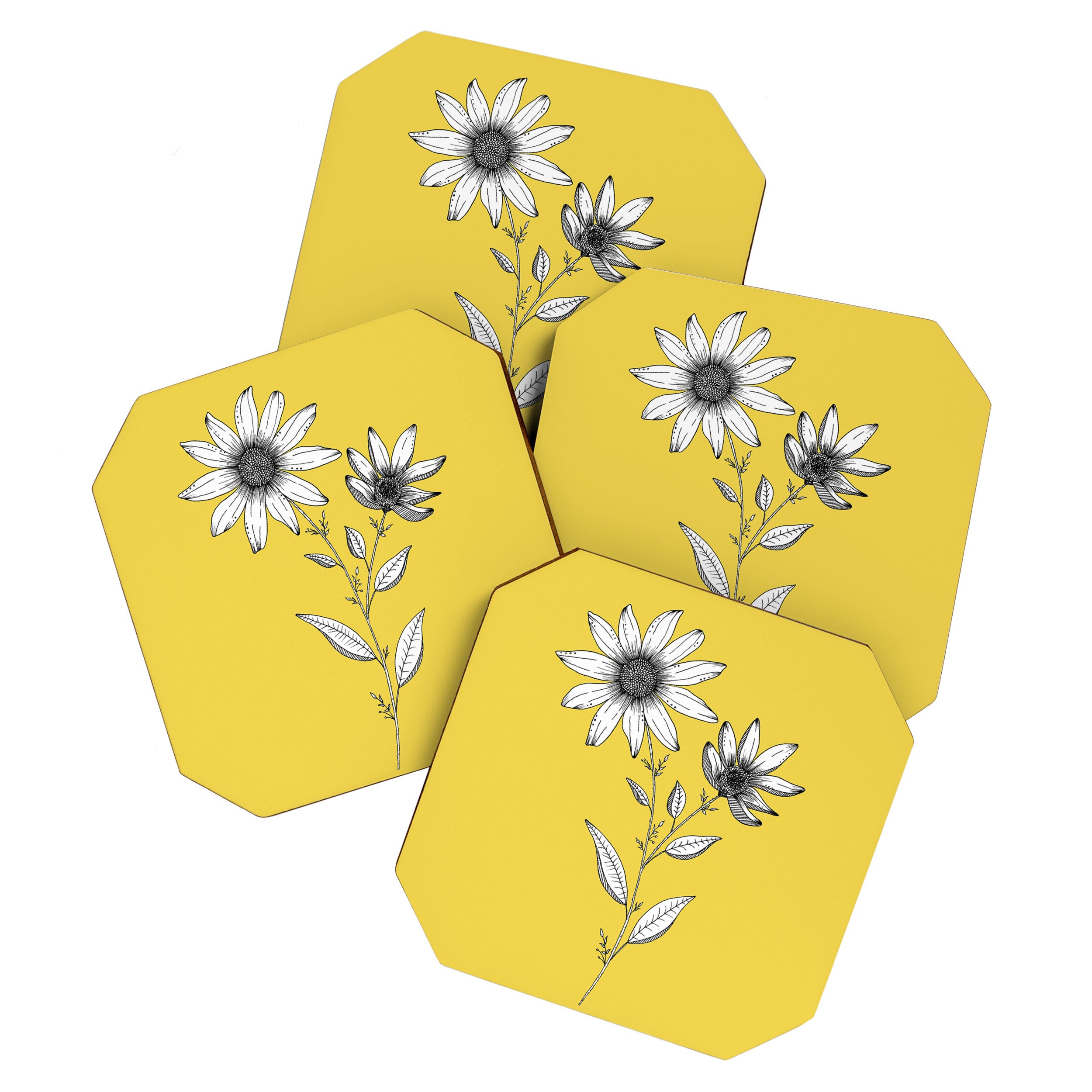 Wildflower line drawing | Botanical Art Coaster Gallery Image 1