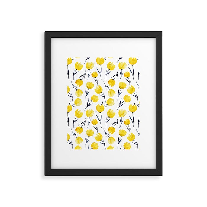 Yellow Tulips | Watercolour Pattern Framed Art Print Gallery Image 1