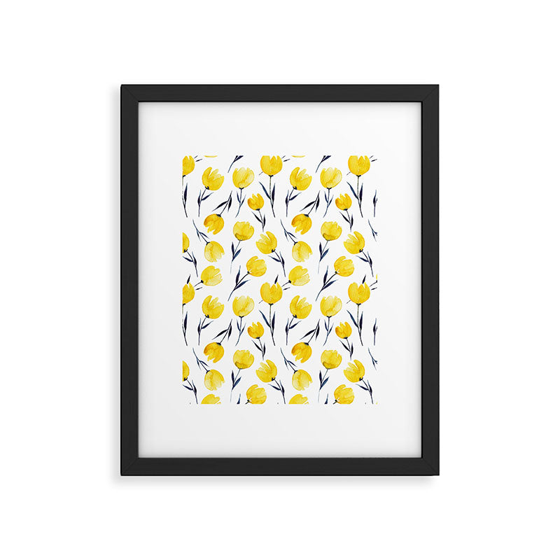 Yellow Tulips | Watercolour Pattern Framed Art Print Gallery Image 5