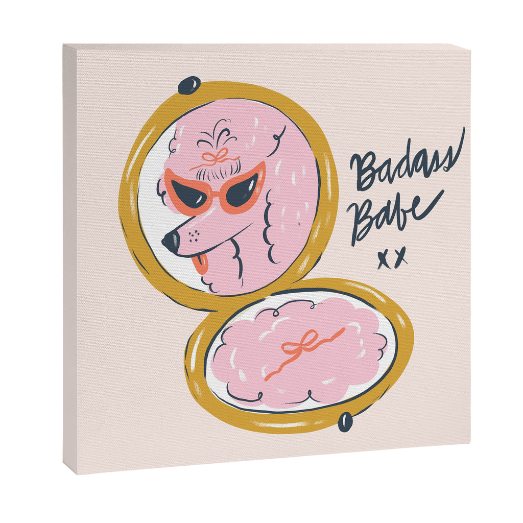 Badass Babe Pink Poodle  Canvas Print Gallery Image 3