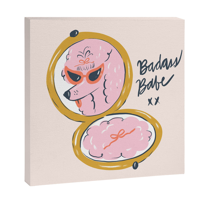 Badass Babe Pink Poodle  Canvas Print Gallery Image 1
