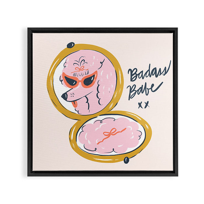 Badass Babe Pink Poodle  Framed Canvas Print Gallery Image 1