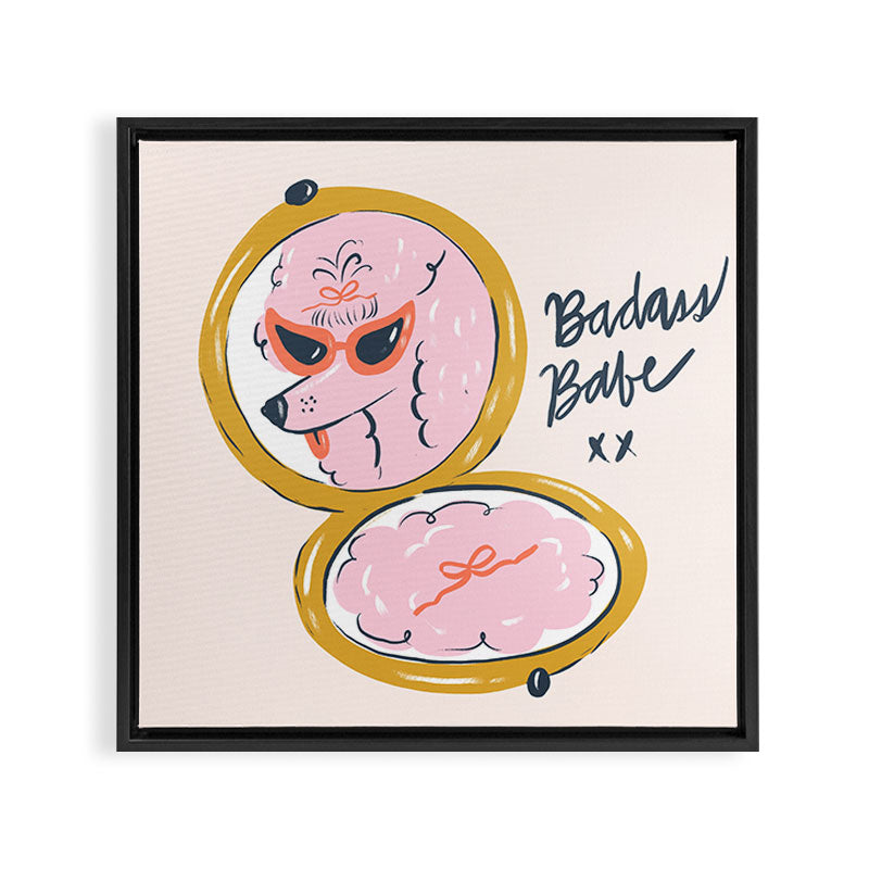 Badass Babe Pink Poodle  Framed Canvas Print Gallery Image 3