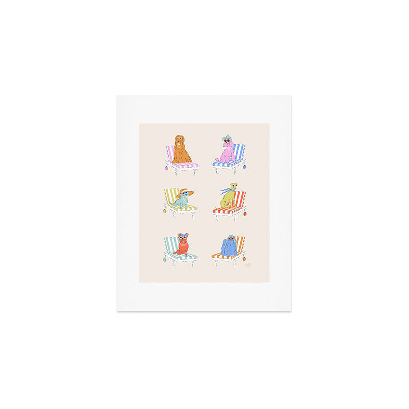 Beach Chair Dogs Art Print Gallery Image 1