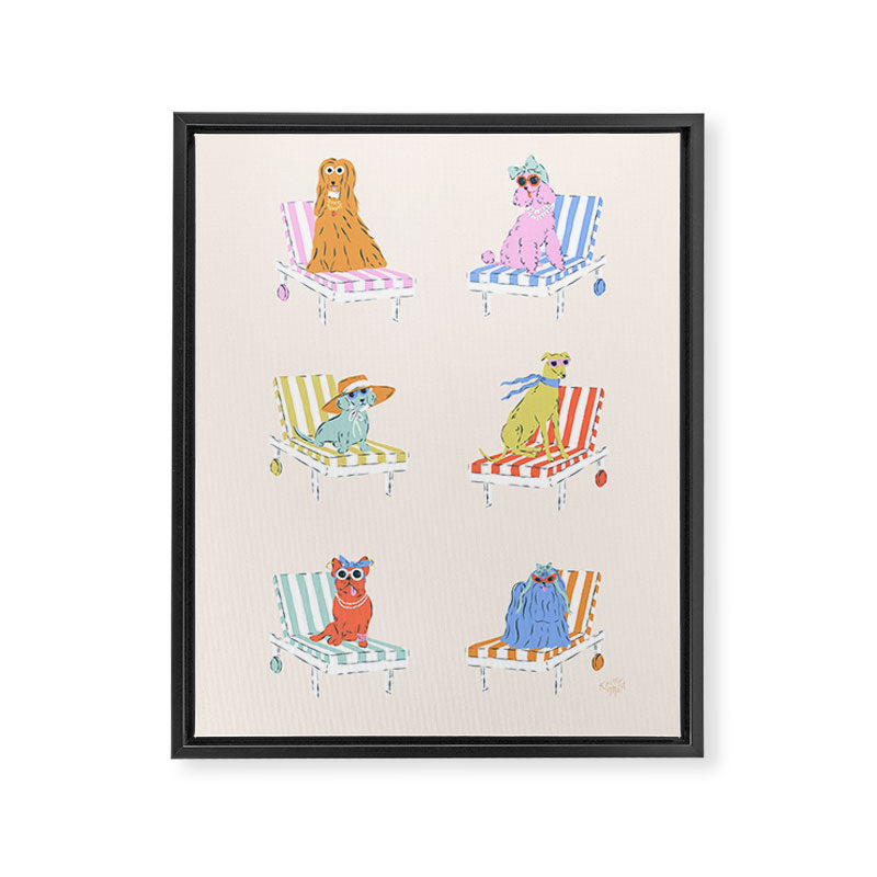 Beach Chair Dogs Framed Canvas Print Gallery Image 6