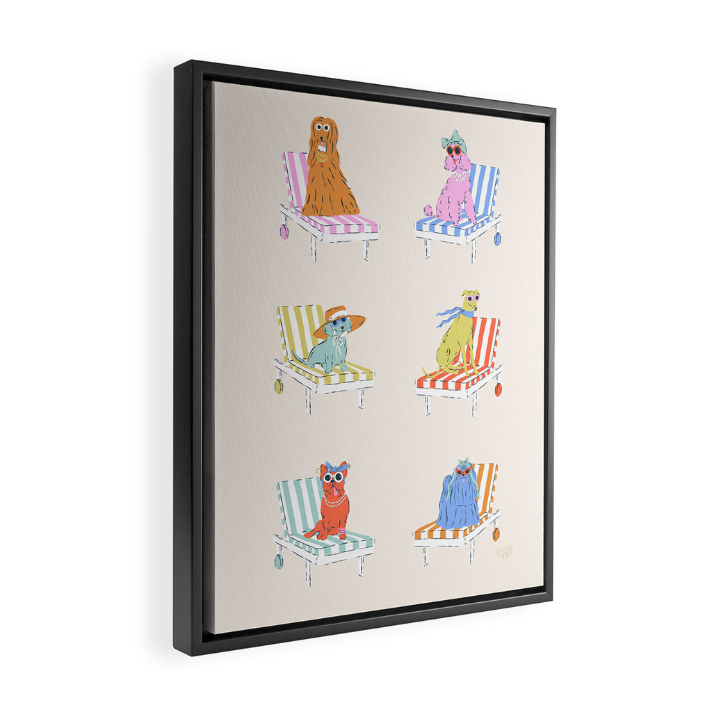 Beach Chair Dogs Framed Canvas Print Gallery Image 2