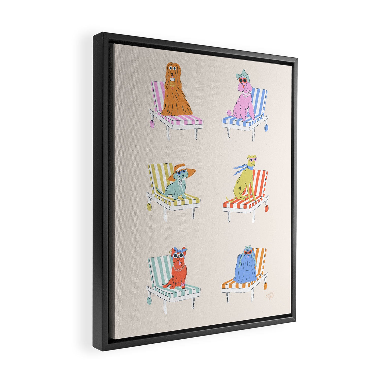 Beach Chair Dogs Framed Canvas Print Gallery Image 2