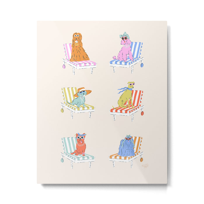 Beach Chair Dogs Metal Print Gallery Image 1