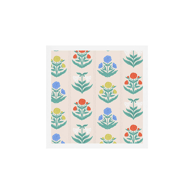 Block Print Flowers in Primary Art Print Gallery Image 1