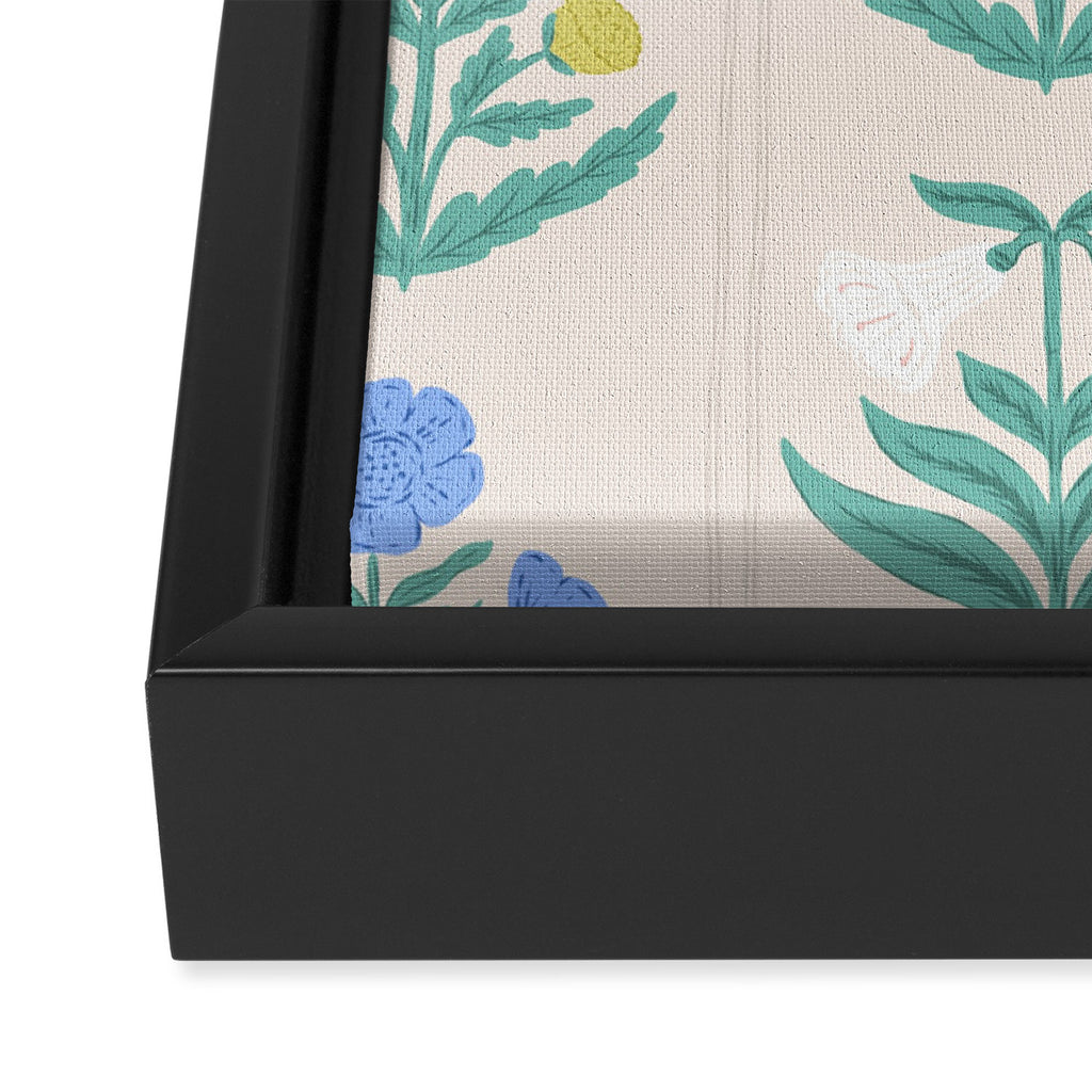 Block Print Flowers in Primary Framed Canvas Print Gallery Image 2