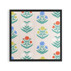 Block Print Flowers in Primary Framed Canvas Print Gallery Image 3