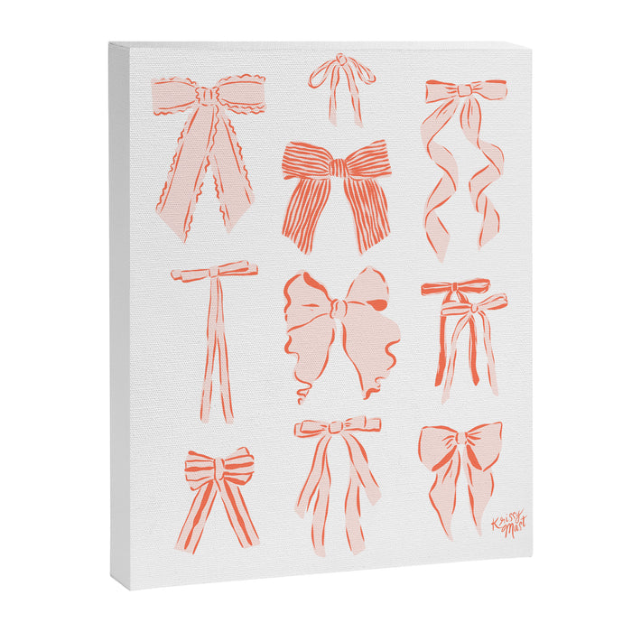 Bows in pink and cream  Canvas Print Gallery Image 1