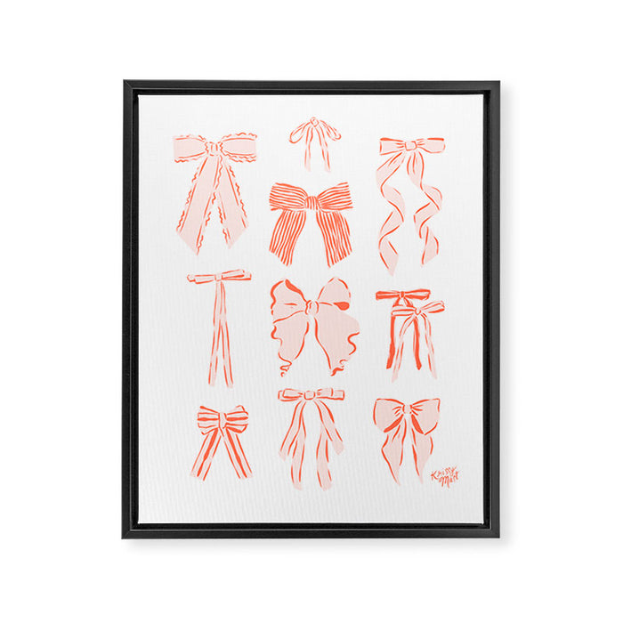 Bows in pink and cream  Framed Canvas Print Gallery Image 1