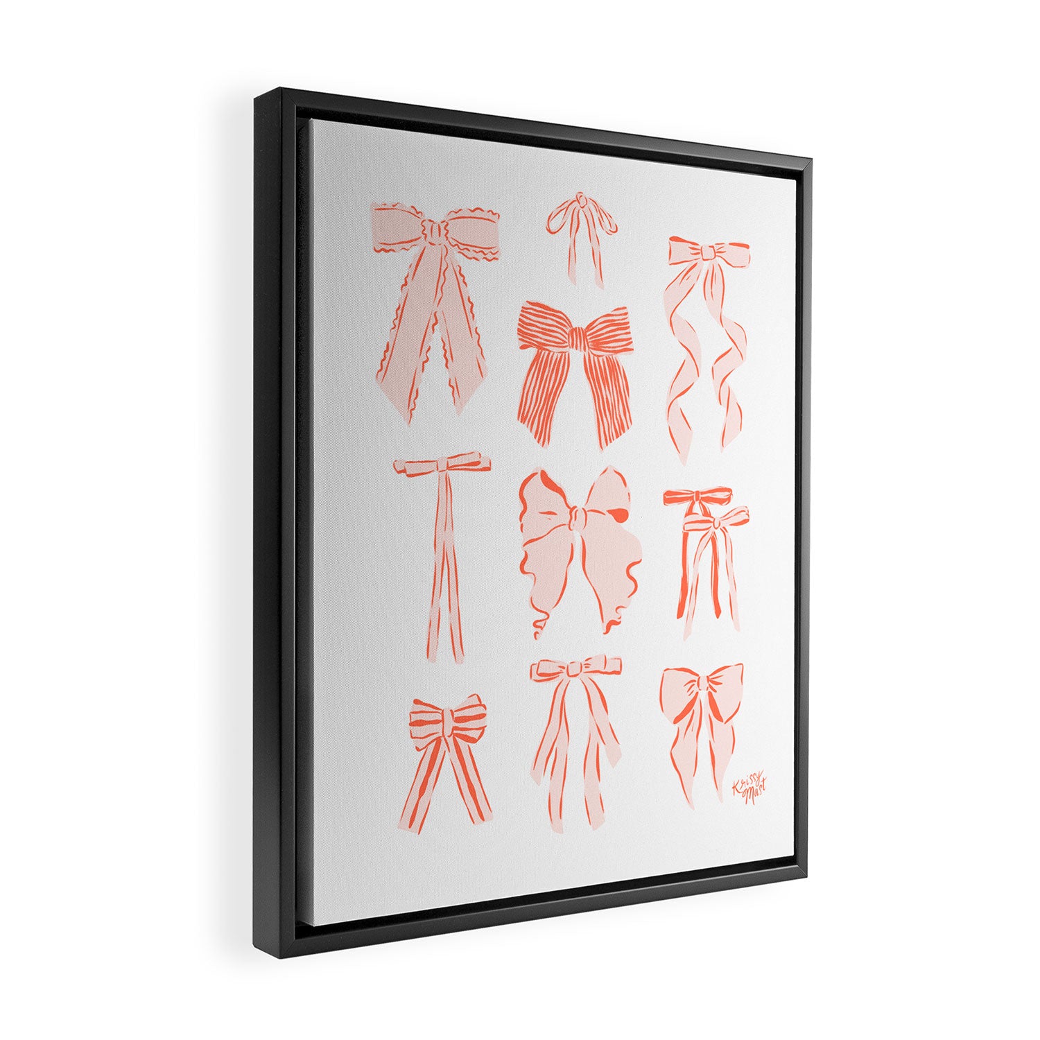 Bows in pink and cream  Framed Canvas Print Gallery Image 2