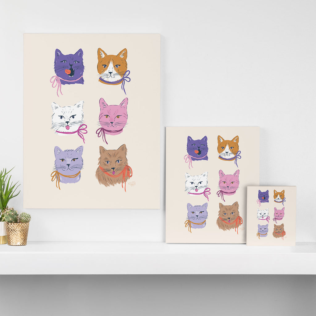 Cats in Purple and Brown Canvas Print Gallery Image 3