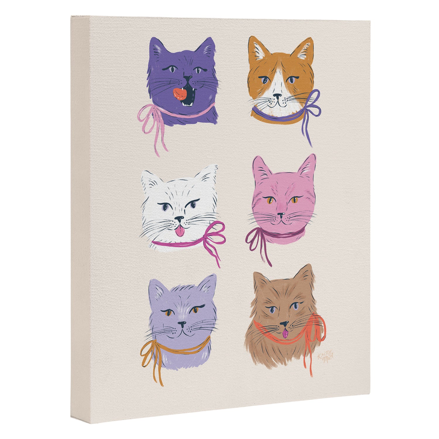 Cats in Purple and Brown Canvas Print Gallery Image 3