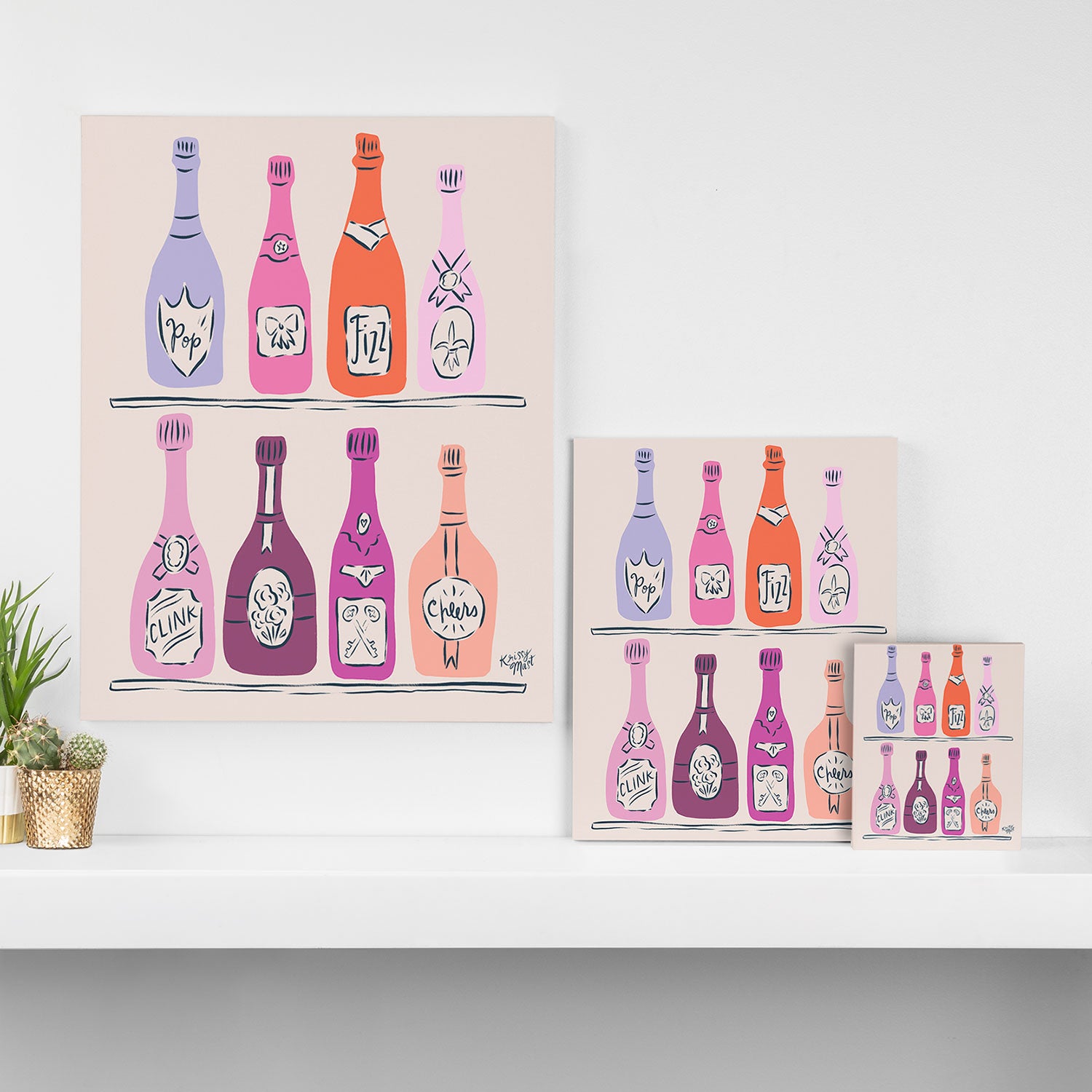 Champagne Bottles on Shelf Canvas Print Gallery Image 3