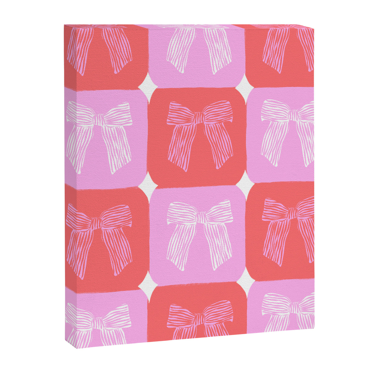 Checkerboard Bows in Pink and Red Canvas Print Gallery Image 8
