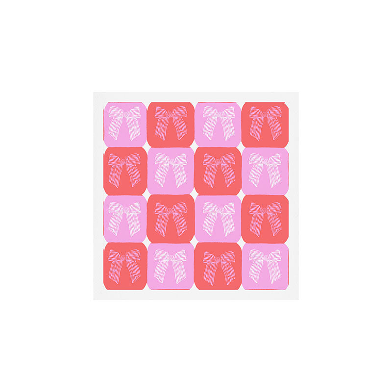 Checkerboard Bows in Pink and Red Art Print Gallery Image 1