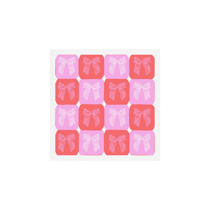 Checkerboard Bows in Pink and Red Art Print Gallery Image 1