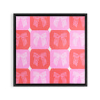 Checkerboard Bows in Pink and Red Framed Canvas Print Gallery Image 3