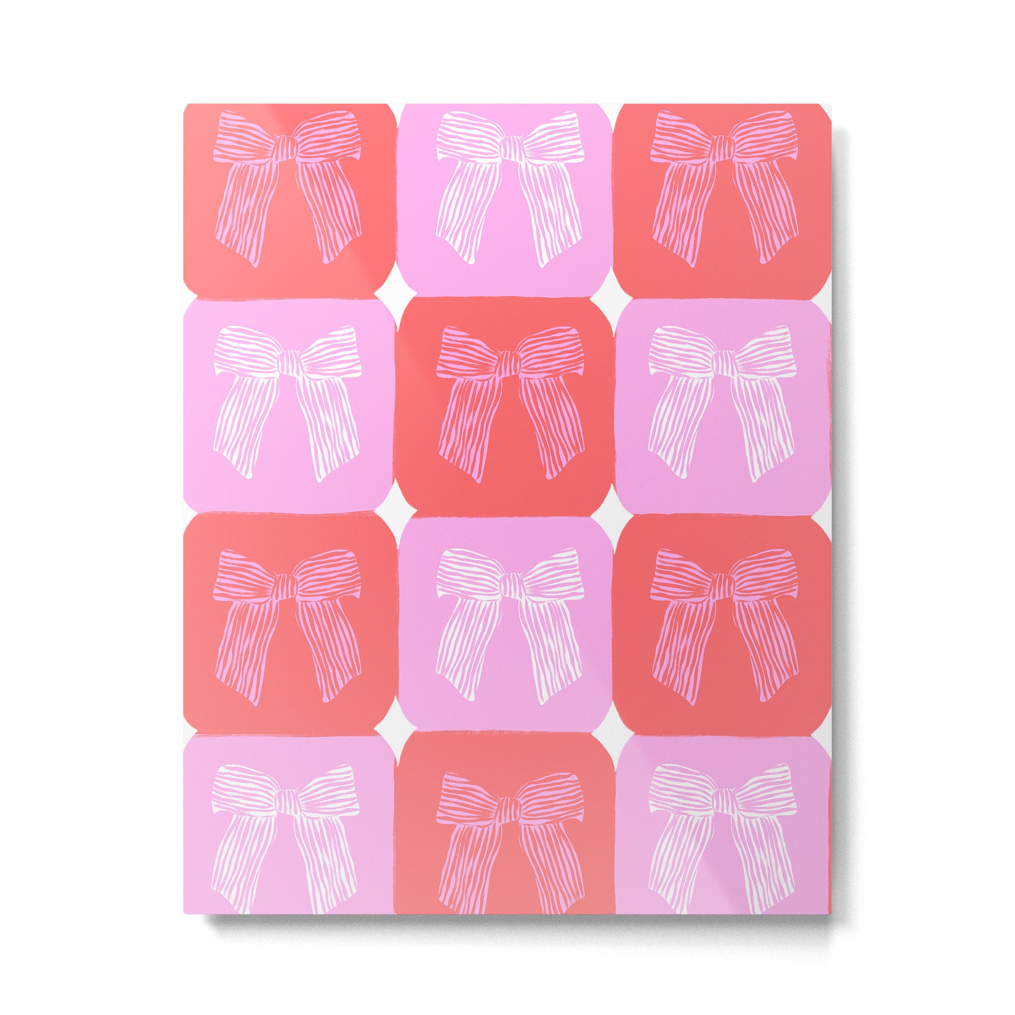 Checkerboard Bows in Pink and Red Metal Print Gallery Image 6