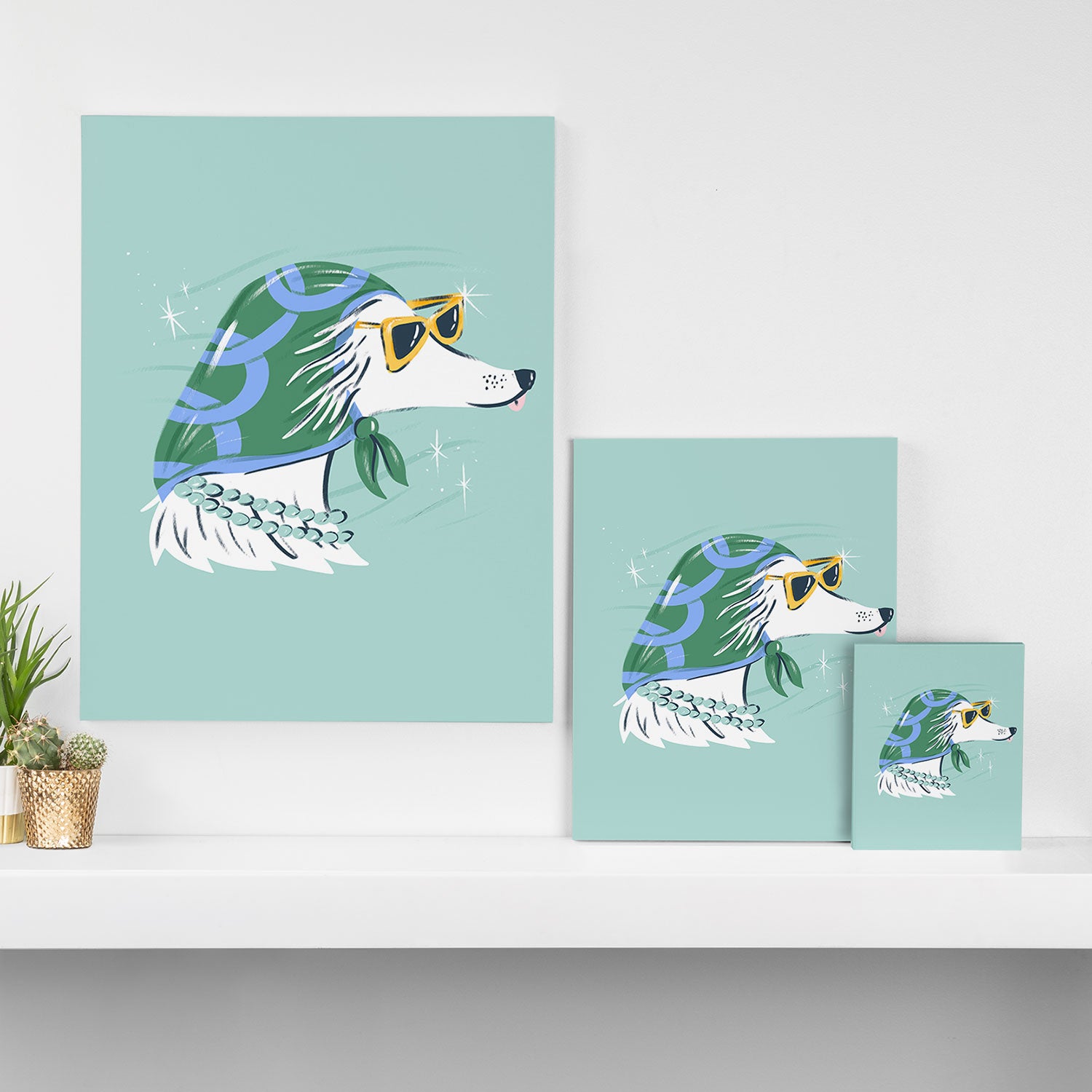 Chic Afghan Hound Dog Illustration Canvas Print Gallery Image 3