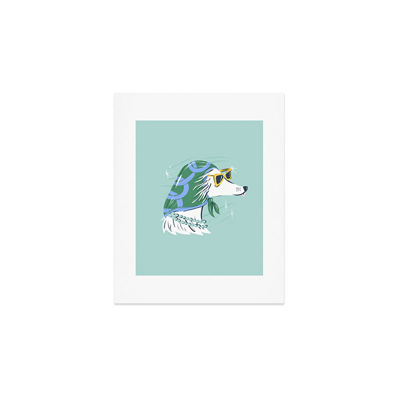 Chic Afghan Hound Dog Illustration Art Print Gallery Image 1