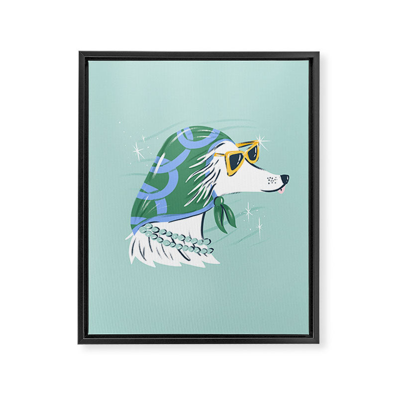 Chic Afghan Hound Dog Illustration Framed Canvas Print Gallery Image 6