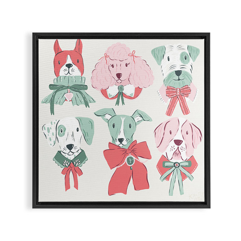 Christmas Dogs Portrait  Framed Canvas Print Gallery Image 3