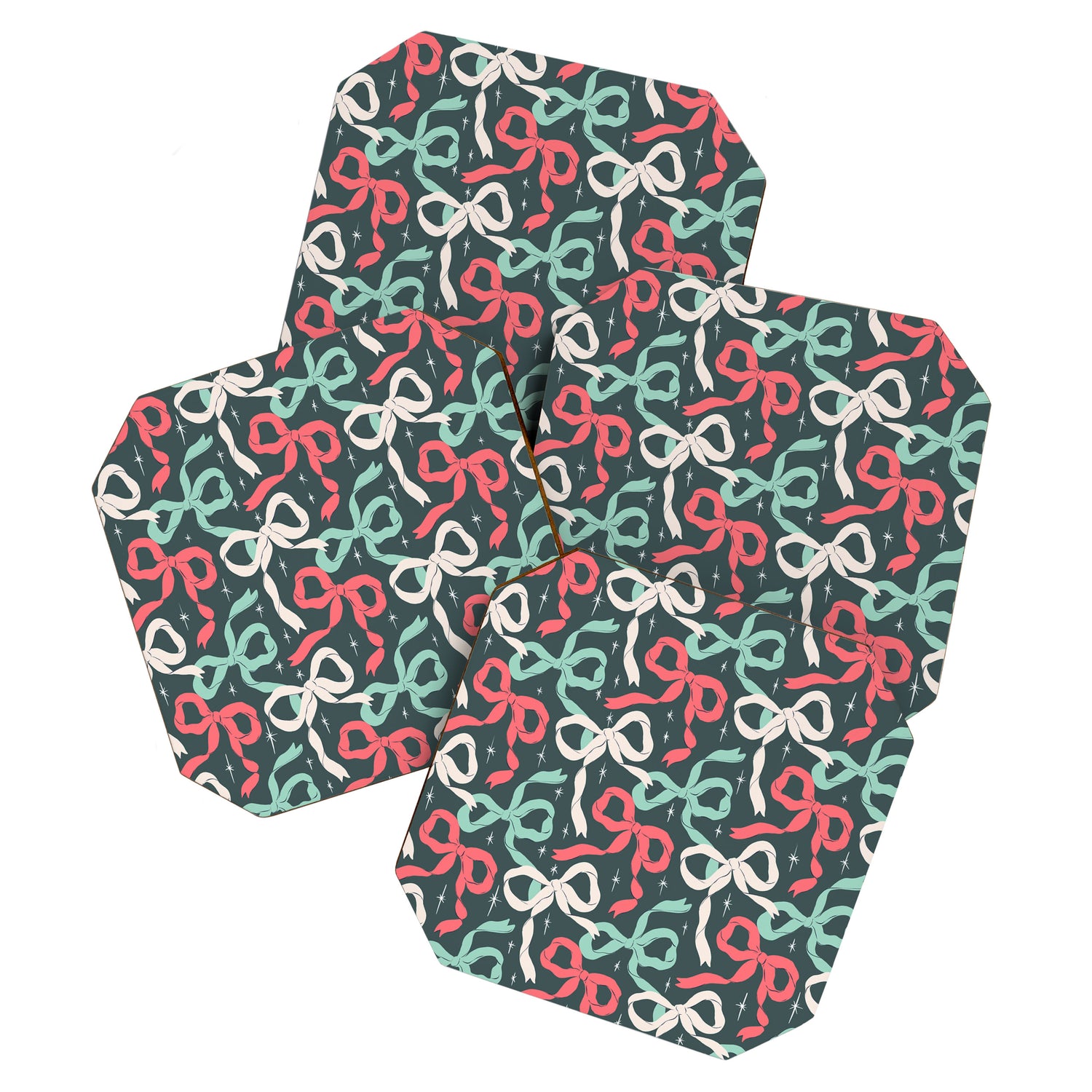 Christmas Ribbon Bows Coaster Gallery Image 1