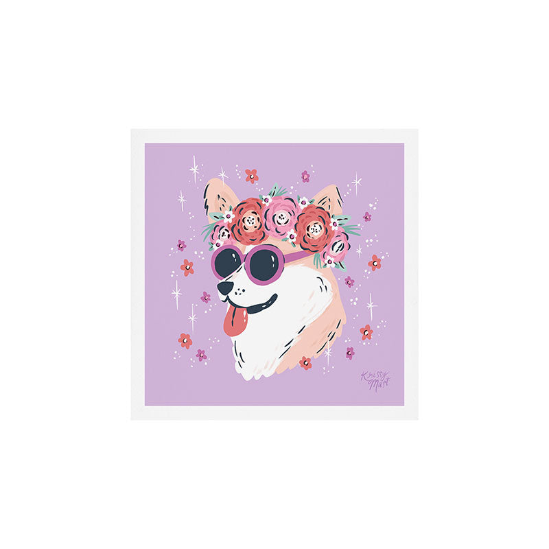 Corgi Flower Crown Festival Style Art Print Gallery Image 1