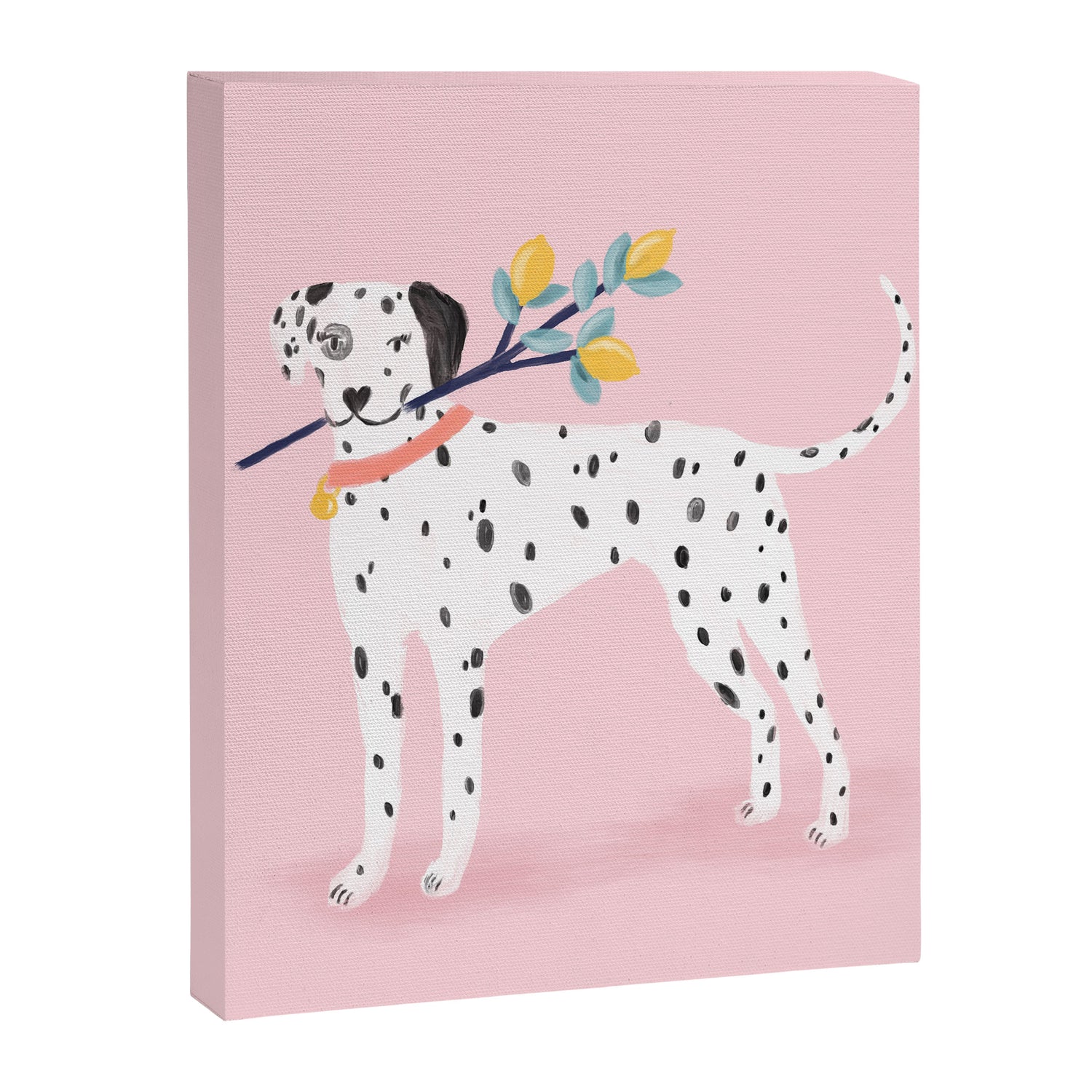 Dalmatian with Lemon Tree in Pink Canvas Print Gallery Image 3