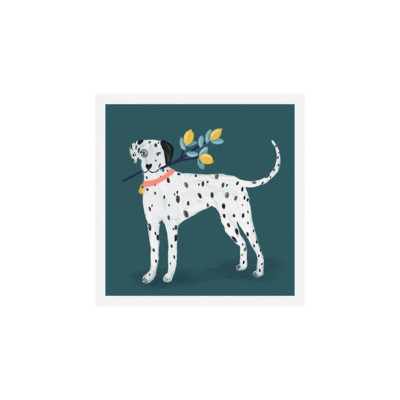 Dalmatian with Lemon Tree in Teal Art Print Gallery Image 1