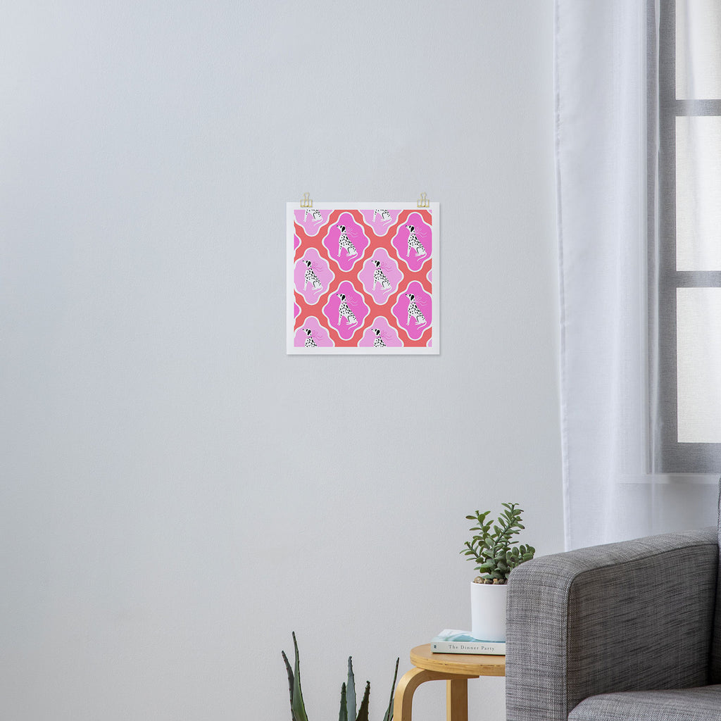 Dalmatians in Pink and Red Art Print Gallery Image 3