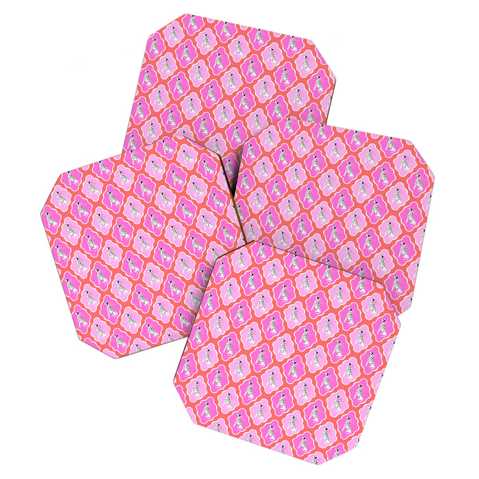 Dalmatians in Pink and Red Coaster Gallery Image 1