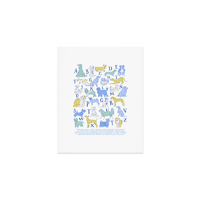 Dog Alphabet Print for Kids Room in Blue and Green Art Print Gallery Image 1