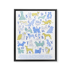 Dog Alphabet Print for Kids Room in Blue and Green Framed Canvas Print Gallery Image 6