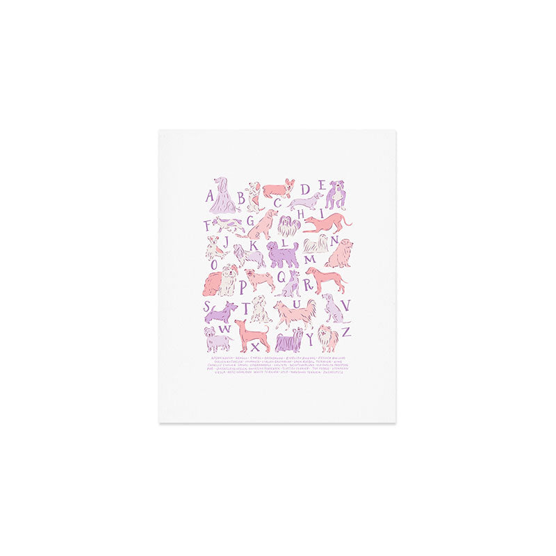 Dogs ABC Alphabet Print for Kids Room in Pink and Purple Art Print Gallery Image 1