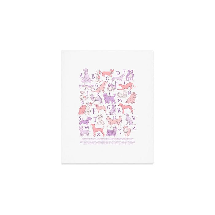 Dogs ABC Alphabet Print for Kids Room in Pink and Purple Art Print Gallery Image 1