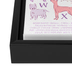 Dogs ABC Alphabet Print for Kids Room in Pink and Purple Framed Canvas Print Gallery Image 3
