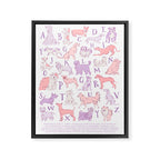 Dogs ABC Alphabet Print for Kids Room in Pink and Purple Framed Canvas Print Gallery Image 6