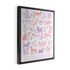 Dogs ABC Alphabet Print for Kids Room in Pink and Purple Framed Canvas Print Gallery Image 2